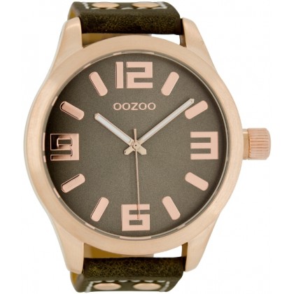 OOZOO Timepieces 51mm Rosegold Brown Leather Strap C1108